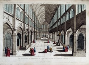 Vista en perspectiva del interior de la iglesia de Saint Severin en París - vista óptica