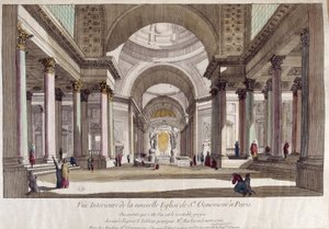 Vista en perspectiva del interior de la iglesia de Sainte Geneviève en París - vista óptica de French School