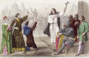 Pedro el Ermitaño (1050-1115) predicando durante la Primera Cruzada en 1095 de French School