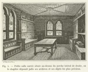 Pequeña sala cuadrada situada sobre el pórtico lateral derecho, donde el capítulo depositaba sus archivos y objetos más preciados de French School