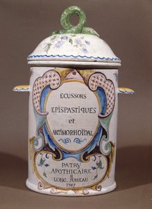 Tarro farmacéutico de la botica Patry en Longjumeau, 1767 de French School