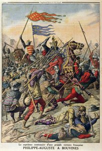 Felipe Augusto (1165-1223) en Bouvines, ilustración de Le Petit Journal, 27 de julio de 1914 de French School