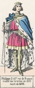 Felipe III, 45º rey de Francia, sube al trono en 1270, muere en 1285 de French School