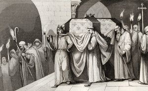 Felipe III (1245-85) el Audaz ayuda a llevar el ataúd de su padre, de 