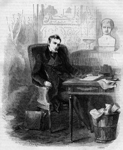Philippe Paul (Philip-Paul) de Segur (1780-1873), diplomático e historiador francés, escribiendo la campaña rusa. Grabado de 1856. de French School