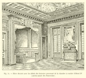 Pieza decorada con los restos de las maderas provenientes del dormitorio de Enrique IV, antiguo museo de los Soberanos de French School
