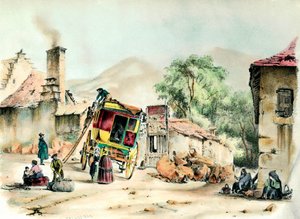Diligencia de Pierrefite Llegada de la diligencia que une a Pierrefite con París. Grabado de 1836 Colección particular