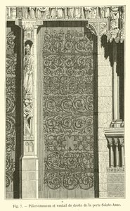 Pilar-trumeau y hoja derecha de la puerta Sainte-Anne de French School