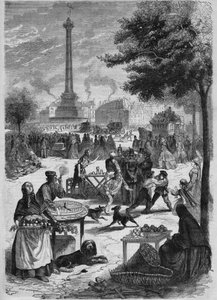 Plaza de la Bastilla un domingo de septiembre. Grabado según un boceto de Pignard de 1865. de French School
