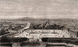Place de la Concorde en París - grabado en “La France illustrée: géographie, histoire, administration statistique” por V.A. Malt-Brown. 1884 de French School