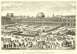 Plaza del Carrusel en 1680, facsímil de un grabado de Perelle de French School