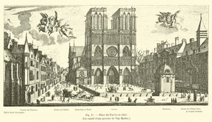 Plaza del Parvis en 1650, Facsímil de una grabado de Van Merlen de French School