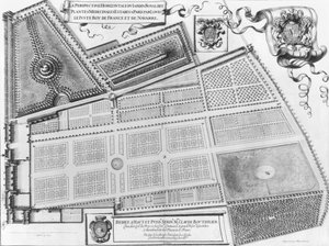 Plano del Jardín Real de Plantas Medicinales en París, 1641