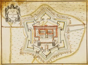Plano de la ciudadela de Milán de French School