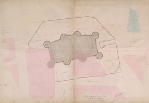 Plano que muestra las líneas perimetrales de la Bastilla, 1830
