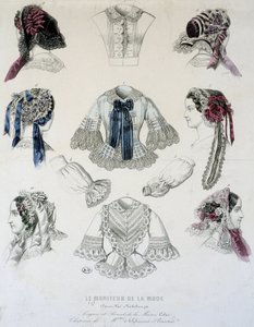 Placa de copas y corsés - en "Le Moniteur de la Mode" de French School