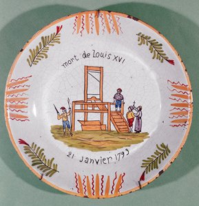 Plato con motivo revolucionario francés conmemorando la ejecución de Luis XVI el 21 de enero de 1793 de French School