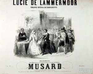 Cartel de la ópera Lucie de Lammermoor, de Gaetano Donizetti, impreso por Bertauts