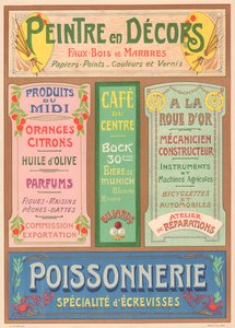 Placa n° 23: Modelos de señalización para pintor de letras Art Nouveau (Pintor de escenarios) de French School