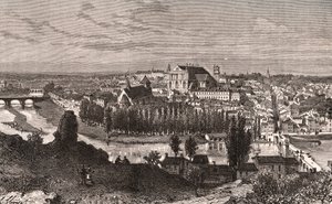 Poitiers - grabado en “La France illustrée: géographie, histoire, administración statistique” por V.A. Malt-Brown. 1884 de French School
