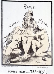 Caricatura política "Los tres... ¡traicionados!" de French School