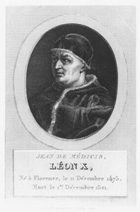 Papa León X, Giovanni di Lorenzo de Medici (grabado) de French School