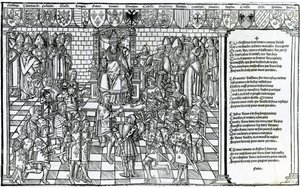 El Papa Urbano II presidiendo el Concilio de Clermont en 1095 de French School