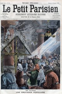 Creencia popular en Rusia: los fieles reunidos en una iglesia para congregarse durante la enfermedad del zar, participan en la ceremonia de las 80 velas. Las que no se quemaron después de dos horas, indican el número de años que le quedan de vida al sobera de French School