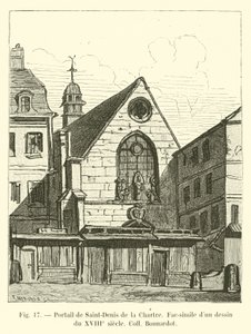 Portal de Saint-Denis de la Chartre, facsímil de un dibujo del siglo XVIII, Colección Bonnardot de French School