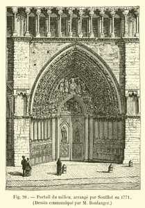 Portal del medio, arreglado por Soufflot en 1771, Dibujo comunicado por M Boulanger de French School