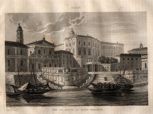 Porto di Ripetta y Palazzo Borghese - Roma - Grabado de “Italia Pintoresca” - Pintura Histórica y Descriptiva de Italia por M. de Norvins, Ch. Nodier 1834-1836 de French School