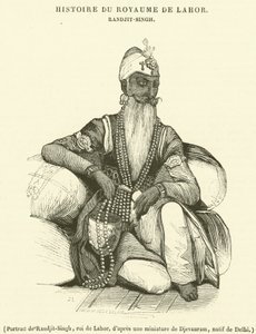 Retrato de Randjit-Singh, rey de Lahore (grabado) de French School