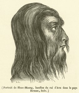 Retrato de Shwe-Maong, bufón del rey de Ava en Birmania, India (grabado) de French School