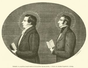 Retrato del profeta José Smith y su hermano Hyram Smith (grabado) de French School