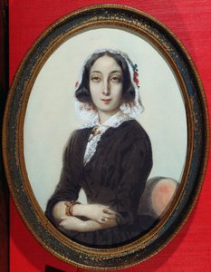 Retrato en miniatura de George Sand (1804-76) c.1840 de French School