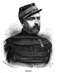 Retrato de Abel Douay (1809-1870), un general francés. Grabado en "Les Illustrations De L