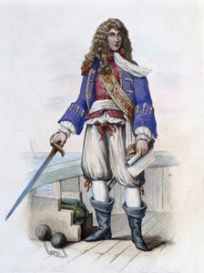 Retrato del Almirante Anne Hilarion de Costentin (Cotentin), Conde de Tourville (1642-1701) - en "Le Plutarque français", por Mennechet, París de French School