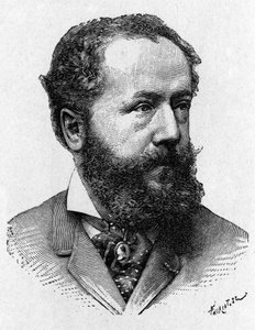 Retrato de Albert Tissandier, Hermano de Gaston Tissandier, aeronauta francés - en "Álbum de Ciencia; científicos ilustres; Grandes descubrimientos" 1896 de French School