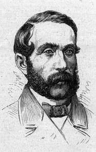 Retrato de Alfred Mezieres (1826-1915), historiador literario, político, ensayista y académico francés. Grabado en "Le Monde Illustré" n°883 del 14 de marzo de 1874