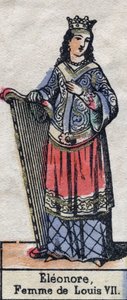 Retrato de Alienor de Aquitania (Leonor de Guyena) (ca. 1123-1204), esposa de Luis VII de Francia. (dinastía Capeto). Ilustración de finales del siglo XIX