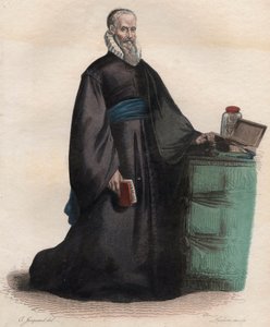 Retrato de Ambroise Paré (1509-1590), cirujano francés. Ilustración de “Le Plutarque Français” de Edmond Mennechet de French School