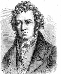 Retrato de André Marie Ampère (1775 - 1836), físico francés - en “Álbum de la Ciencia; científicos ilustres; Grandes descubrimientos” 1896 de French School