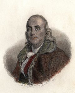 Retrato de Benjamin Franklin (1706-1790), físico, filósofo y político estadounidense. en “Retratos de Hombres Útiles” de French School