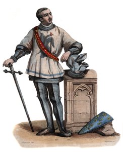 Retrato de Bertrand Duguesclin (Du Guesclin) (1320-1380), caballero bretón y comandante militar francés. ilustración de “Le Plutarque Français” de Edmond Mennechet