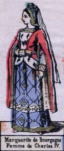 Retrato de Blanca de Borgoña (ca. 1296-1326), esposa de Carlos IV de Francia. (Dinastía Capeto). Ilustración de finales del siglo XIX de French School