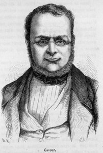 Retrato de Camillo Benso, Conde de Cavour (1810 - 1861) estadista italiano - en “The History of France” de Henri Martin de French School