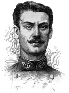 Retrato del Capitán Joseph Gallieni (1849-1916), soldado y explorador francés. Grabado en “Le Monde Illustré” n°254 del 9 de abril de 1881