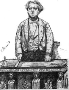 Retrato de Charles Floquet (1828-1896), abogado y político francés. Grabado en “La gazette du dimanche” del 16 de enero