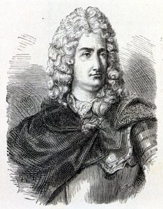 Retrato de Charles François Du Fay (1698 - 1739), químico y físico francés - en "Álbum de la Ciencia; científicos ilustres; Grandes descubrimientos" 1896