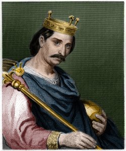 Retrato de Carlos II el Calvo (823 - 877), Rey de Francia - en “Histoire des Francais” de Lavallee, grabado de French School